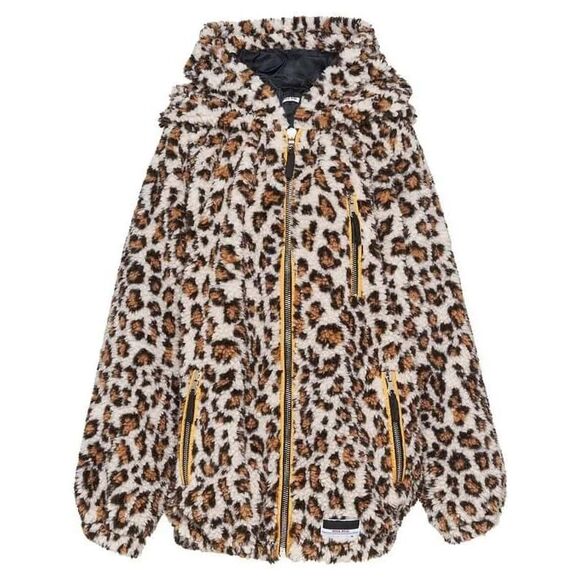 Miu Miu Jackets & Blazers - Miu Miu Leopard Teddy Brown Bomber Jacket Hooded Coat size 42 6 S NEW